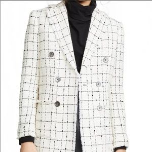 Rebecca Taylor Women's Plaid Cuffed Sleeve Collared Button up Top White Size Small